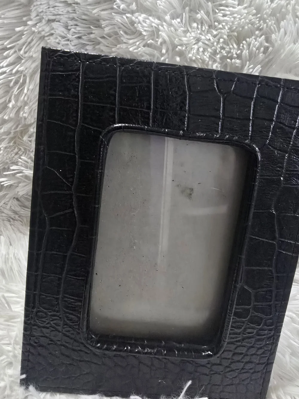 Textured Black Faux-Croc Photo Frame